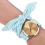 HUIHUI Uhren Damen, Geflochten Armbanduhren Günstige Uhren Wasserdicht Casual Streifen Blumentuch Quarz Vorwahlknopf Armband Armbanduhr Mädchen Frau Uhr