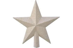 KAEMINGK Christbaumspitze Stern Kunststoff Glitzer 19cm Weihnachtsspitze Tannenbaumspitze wollweiß