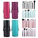 Abody New 12pcs Professional Wooden Handle Makeup Brush Set Cosmetic Brush Kit Makeup Tool with Cup Leather Holder Case (Rose)