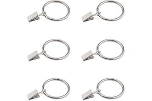 Coideal Silver Curtain Rings with Clips, 30 Pack Rustproof Metal Drapery Clip Ring Hook for Holding Heavy Curtains and Drapes (35 mm)