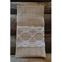 Sackleinen Jute Spitze Hochzeit Besteck Tasche, Rustikal Dekorationen, Bestecktasche, Party Hochzeit 10 Stück