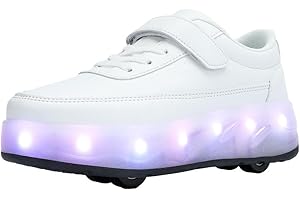 ‎HUSKSWARE HUSKSWARE Rollschuhe Schuhe Jungen Mädchen Mit 4 Rollen Skateboardschuhe, verstellbar Jugend Schuhe mit Rollen, Schwarz Weiß 28-40 EU