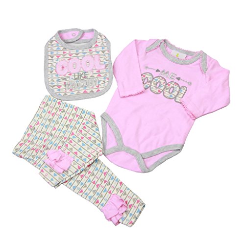 genrico Sharplace Mameluco de Mangas Largas Estampado de Triángulos + Pantalones + Babero para 22 - 23 Pulgadas Beb?Recién Nacido Muñeca