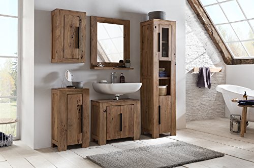 Woodkings® Spiegel 68×78 cm Auckland Echtholz Akazie massiv Badspiegel Wandspiegel mit Ablage Badmöbel Badezimmermöbel Massivholz - 6
