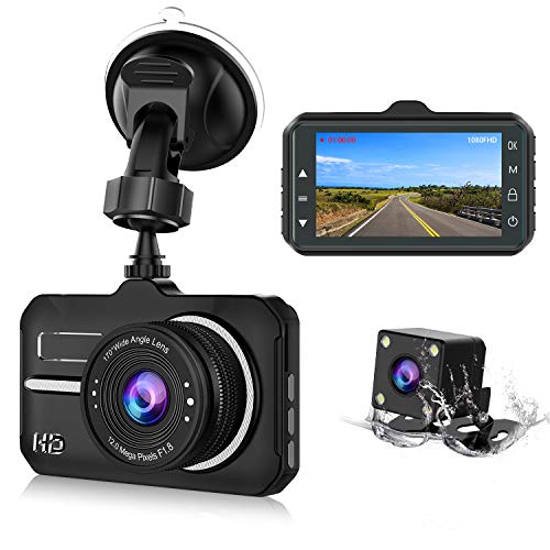 ?2019 Nuova Versione?CHORTAU Telecamera per Auto FHD 1080P 3 Pollici 170° Angolo Ripresa con Telecamera Posteriore Impermeabile,Dashcam Auto con Sistema di Reverse,Sensore Movimento,Sensore Parcheggio