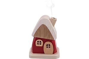 ‎ALLUVO Rotes Räucherhaus aus Holz – handgefertigt im Erzgebirge, ca. 9 x 6 x 7 cm – Made in Germany – traditionelles Räucherkerzenhaus mit Platz für Räucherkegel Größe M – Winter- & Weihnachtsdeko