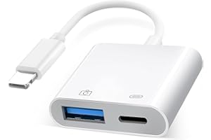 DENLANE Lightning auf USB Adapter, USB OTG Kamera Adapter mit Ladeanschluss für iPhone & iPad unterstützt Kartenleser, U Disk, Tastatur, Maus, Hubs, MIDI, Plug & Play