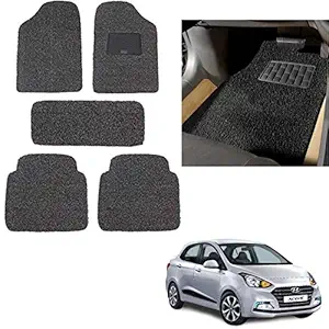 CABIX Paper, Rubber Grass Car Mat for Hyundai Xcent (12 mm, Black Grey) - Set of 5
