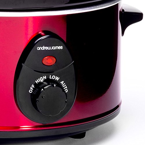 Andrew James – 1,5L Premium Schongarer In Rot – Mit Sicherheitsglas und Entnehmbarer Innerer Keramikschüssel – 3 Temperaturstufen - 3