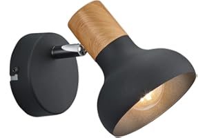 RL LIVE YOUR LIGHT Reality Leuchten RL Wall Spot Latika R81521032, metal negro mate, imitación madera, excl. 1x E14