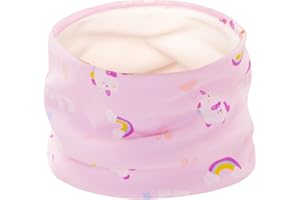 CHEERYMAGIC Kids Neck Scarves Cotton Warm Multi Use Neck Pink Unicorn Warmer Autumn Winter Neck Scarf with Fluffy Lining Thermal Windproof Loop Neckerchief for Toddler Girls Gifts A11FDJSWB