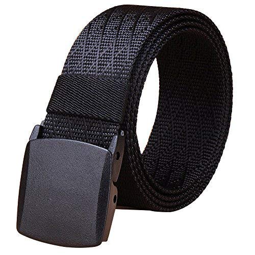 Fairwin Nylon Web Belt, 2 PCS 1.5 Inch Men's Webbing Casual Belt (New Black)