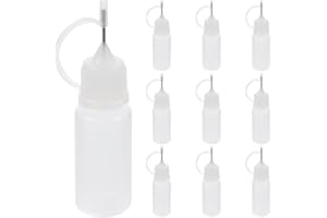 FOMIYES 10Pcs Needle Tip Glue Bottles 10ml Applicator DIY Quilling Tool Precision Bottle Squeeze Bottle With Nozzle DIY Tool(White)