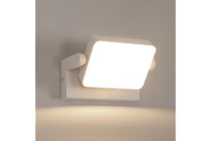 Comely LED Lampade da Parete, 20W 2000LM IP54 Applique da Parete Esterno, Luce Calda 3000K, Lampada a Muro con Pannello LED Orientabileper Giardino, Balcone, Corridoio, Bianco