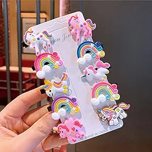 Mashoor Party Maker 10 Rainbow Unicorn Hair Clips Set Baby Hairpin For Kids Girls Toddler Barrettes Hair Accessories (UNICORN RAINBOW)