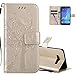 Produktbild COTDINFOR Samsung J7 2016 Hülle für Mädchen Elegant Retro Pure Farbe Glück Blumen Drucken Design for Galaxy J7 2016 Lederhülle cool Schutzhülle Premium PU Leder Flip Bookcase Handy Tasche Schale mit Magnet Standfunktion Schutz Etui für Samsung Galaxy J7 2016 / J710 Gold Wishing Tree with Diamond KT.