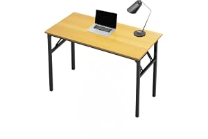 SKY-TOUCH Multi Function Standing Desk with Adjustable Height Legs for Home Office Length Modern Folding Table Computer Desk No Install Needed Yellow Color Desktop Black Frame(80x40x75cm)