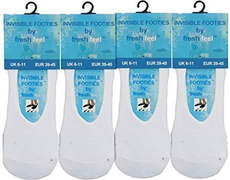 4 Pairs Mens Invisible Socks Trainer Liner Gym Yoga No Show Hidden Secret Socks UK Shoe Size 6-11 White