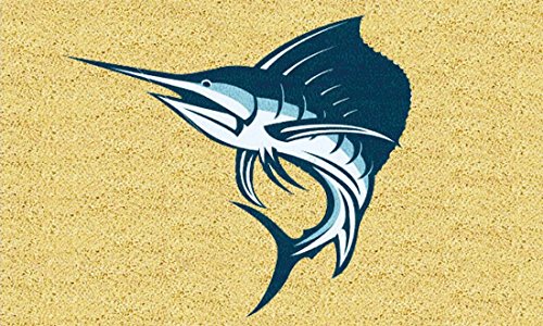 GIFTCOMPANYITALY OGGETTI IDEE DESIGN Zerbino Pesce Spada, Cocco, Colorato, 75x2x45 cm