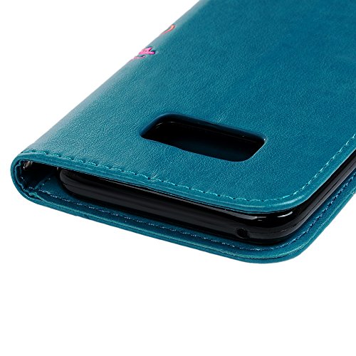 Lanveni Samsung Galaxy S8 Hülle, Handyhülle Galaxy S8 Flip Case Cover PU Lederhülle Schutzhülle Magnetverschluss Ledertasche mit Stander Function Brieftasche Card Slot Handy Tasche mit Bunte Schmetterling Cover Design (Blau)+ 1 x Stylus Pen + 1 x Staubdichte Stecker - 6