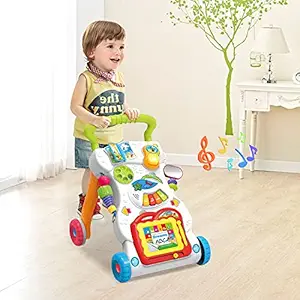 Glaceon Baby Sit-to-Stand Learning Music Walker Trolley Multifunctional Music Cartoon Musical Developmental Educational Toy Gifts for Baby Toddlers Boys Girls Kids for Age 6 Months +