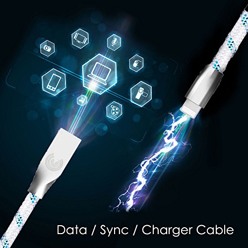 Lightning Kabel – 2m, Blau, Neustes Design – Sehr schnelles iPhone 7 Ladekabel – verstärktes USB Datenkabel mit Knickschutz – Für Apple iPhone 7 6 5, iPad, iPod – SWISS-QA Geldrückgabe Garantie - 3