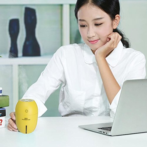 LED Luftbefeuchter, GLISTENY 180ml Humidifier Ultraschall Diffuser LED Nachtlicht Kalten Nebel Technologie Mini Raumbefeuchter mit für Babies Yoga Kindergarten Schlafzimmer Büro etc - 5