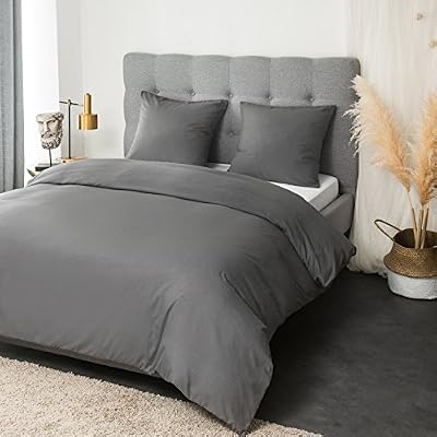 Mohap Sets de Housse de Couette 220x240cm+2 taies d'oreillers 65x65cm Gris Parure de Lit 2 personnes