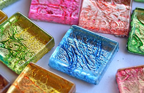 30 Stück Mosaiksteine mit auffälligem Muster bunt, 15x15mm ca.58g - 5