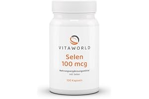 ‎VITA WORLD vitaworld Selen 100mcg, 100 µg Selen pro Kapsel, Vegan, 100 Kapseln