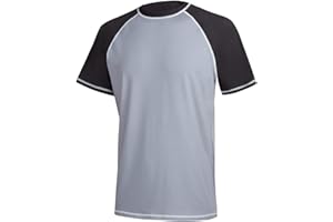 YuKaiChen Men's UPF 50+ Rash Guards Short Sleeve Swim Shirts Quick Drying Running Top Sports Gym Workout Rash Vest