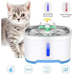 RIOGOO Fontaine à Eau pour Chat, 84oz / 2.5L Arrêt Automatique Intelligent, Fontaine à Eau pour Chat Distributeur d'eau pour Chien pour Chats, Chiens, Animaux de Compagnie Multiples