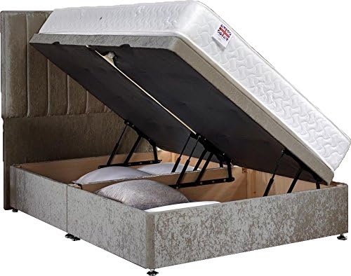 Luxan Harvard Ottoman Divan Set - Silver Velvet Fabric - Single 3ft