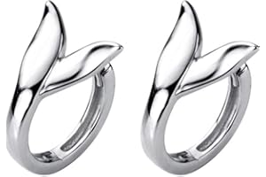 IMINI Orecchini a cerchio a forma di coda di pesce a forma di sirena per donne e ragazze in argento Sterling S925 piccoli carini cartliagine cerchi Gioielli moda piercing per l'orecchio Regali
