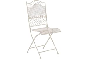 CLP Eisen-Klappstuhl Kiran im Jugendstil I Klappbarer Gartenstuhl mit edlen Verzierungen I erhältlich, Farbe:antik-Creme