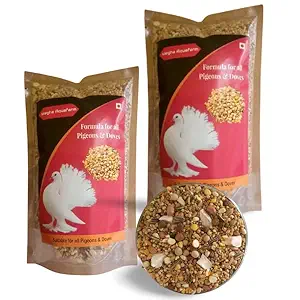 Bird Food , Bird Feed for Pigeons and Doves - 900 Grams Seed Blend of 9 Grains and Enriched with Cuttle Fish Bone Powder (450 Gram 2 Packet)?