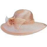 pamela rosas vasquez Ala: 11 cm aprox. Sombrero de ala ancha de Lawliet para mujer, formal, para bodas, iglesia, el derby de Kentucky, el Royal Ascot Rosa Nude Pink Talla única