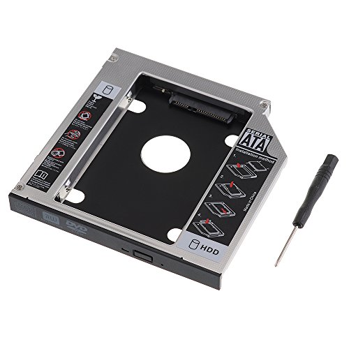 TopElek Universell SATA 3.0 HDD SSD Festplatte HD Caddy Tasche für 12,7 mm 9,5 mm Laptop Ersatz von CD/ DVD ROM Optical Bay (2. Festplatte)