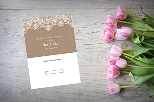 Personalised Wedding Favour Gift Scratch Card Lottery Lotto Holder Kraft Lace Effect LCH28