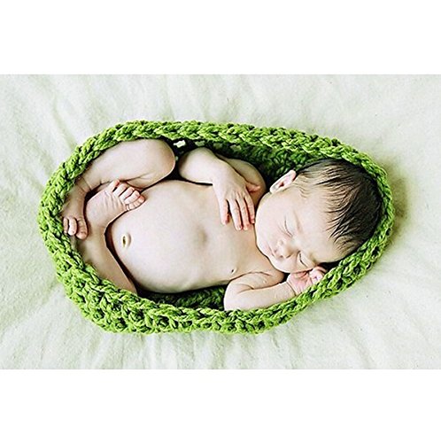 DAYAN Newborn Crochet Photo Prop Cocoon Blanket Diaper Cover Green