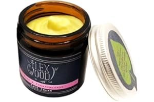 Crema facial de rosa e incienso de madera de Ilex: 100% natural, vegana, hidratante, antiedad, sin crueldad animal, sin aceite de palma, sin plástico, hecha a mano y orgánica - 60 ml