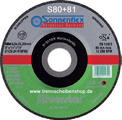 10x Schruppscheibe, S81_Ø 125 x 6,0 mm, Schleifscheibe, Natur und Kunststein, Beton, Aluminium Alu, + NE Metalle, Stahlguss, Premium-Qualität.