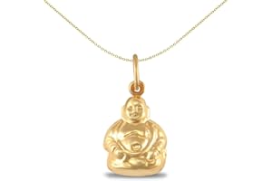 Jewelco London Ladies 9ct Yellow Gold Buddha Charm Pendant