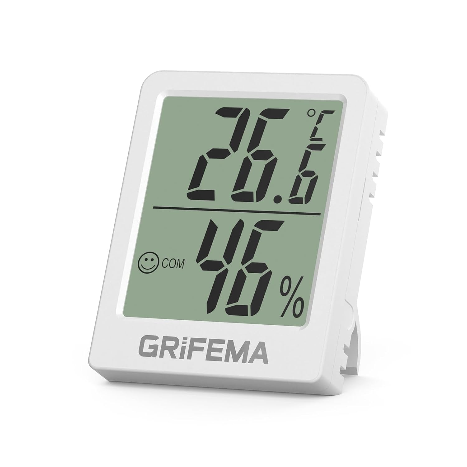 GRIFEMA GA2902 Mini Termometro Digitale Interno Igrometro, Piccolo Digitale Misuratore di Umidità, Adatto per Serre, Vivai, Cantine, Termometro per Rettile, Bianco