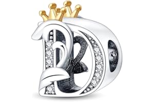 TINSLO Charme Pearl en forme de lettre de A à Z pour bracelet, En argent sterling 925, Compatible avec les bracelets et colliers Pandora, Compatible avec les bracelets européens pour femmes et filles PAC355