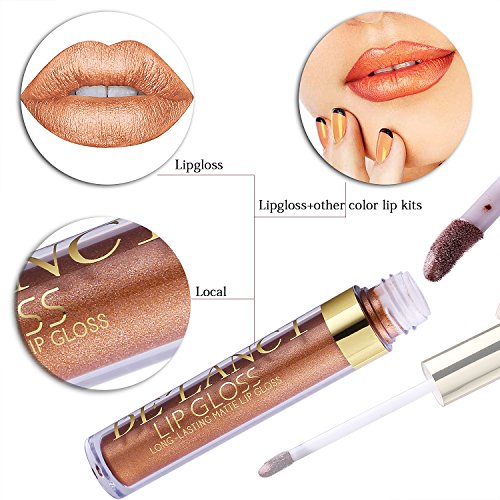 DE’LANCI Metallic Matt Flüssig Lippenstift Lip Gloss Wasserdicht Langlebig Lip Kit 8Pcs / Set - 6