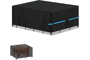 SIMPHAUS Funda Mesa Exterior Impermeable Funda para Muebles de Jardin Exterior,Anti UV Tela Oxford 420D Cubre Muebles Exterior Funda Mesa y Sillas Exterior 120x80x75cm