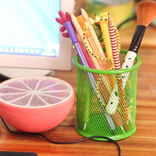 Round Mesh Pen Pencil Holder Organizer Bo? Te Lattice M ¨ ¦ tal grillag ¨ ¦ Pen Home Office 9 * 9 * 10 cm by metrolager green