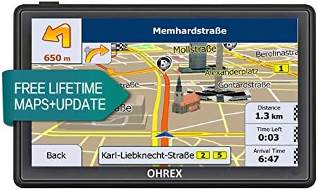 OHREX Classic 712CL 7 Inch Car GPS Satellite Navigation with Free Lifetime EU UK Maps Updates and SpeedCam Lane Assistance Bluetooth Av In