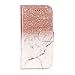 Produktbild YKTO Glitzer Marmor Hülle iPhone X/10 2017 / iPhone XS 2018 PU Leder Muster Sparkle Phone Case Flip Lederhülle Case Wallet Cover Brieftasche mit Kartenfächer Schutz Goldstrand Marble